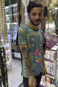 tatoo freak, matches with his shirt