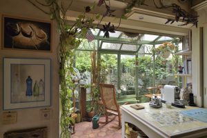my wife has a green hand - help! - view from the kitchen to the garden