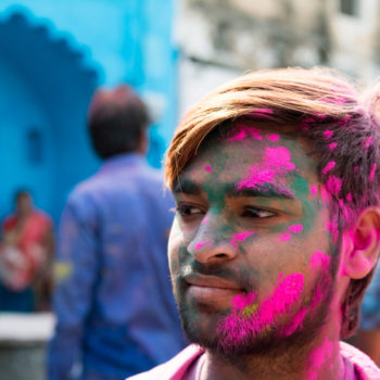 holi festival: coloured faces everywhere
