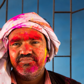 holi festival: coloured faces everywhere